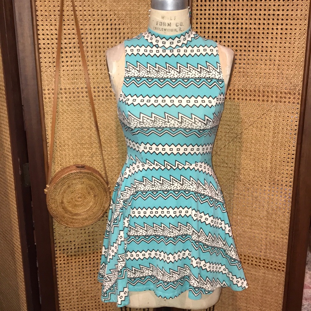 Printed Topshop Skater Dress with Pockets